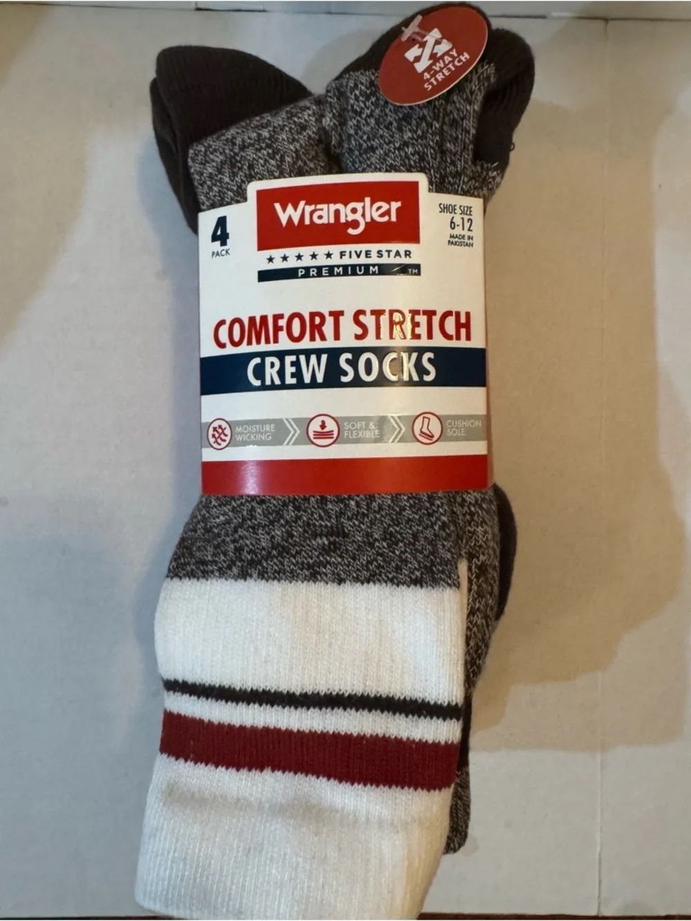 Wrangler Men's Cozy Cabin Socks ,4 Pack Shoe Size 6-12